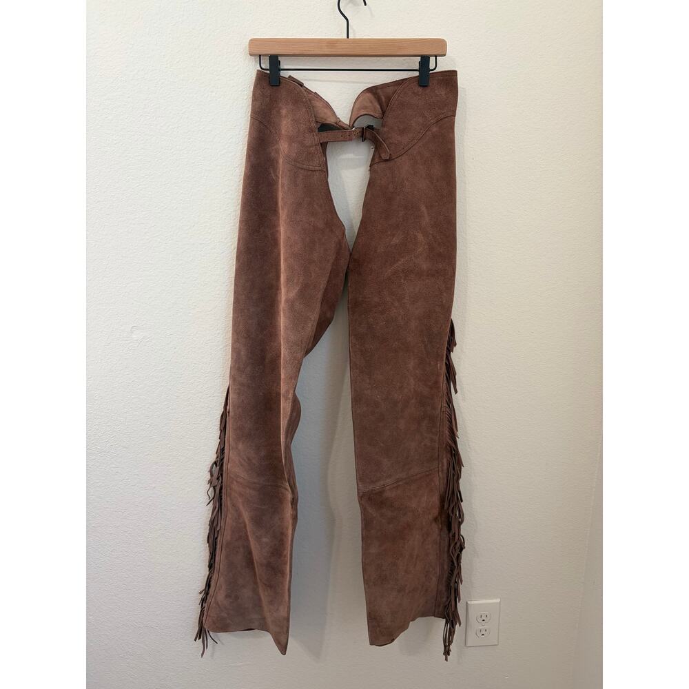 Vintage Leather Chaps Western Express Size Large Rodeo Horseback Riding Trousers - Picture 6 of 10